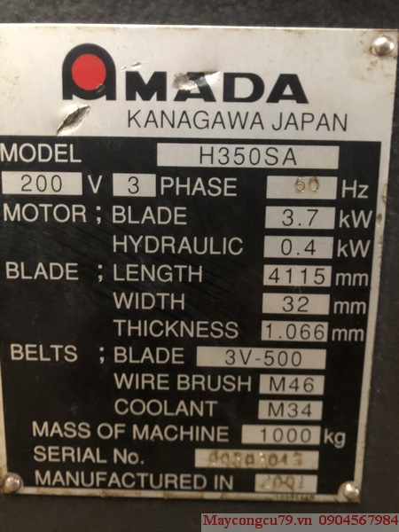 máy cưa vòng Amada H-350-SA, 2001 LH 0904567984